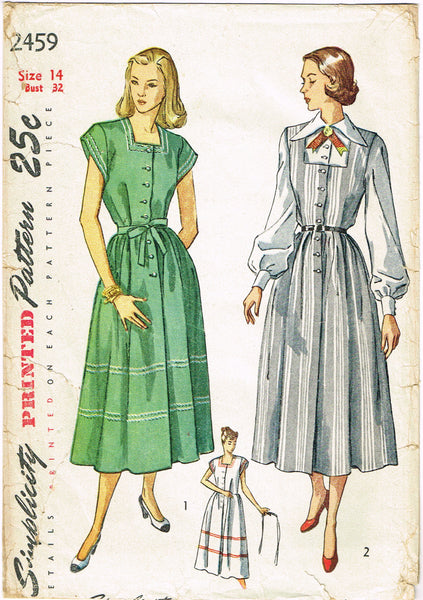 1940s Vintage Simplicity Sewing Pattern 2459 Misses Maternity Dress Sz 32 Bust