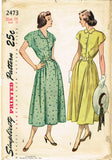 1940s Vintage Simplicity Sewing Pattern 2473 Misses Scalloped Dress Sz 36 B - Vintage4me2
