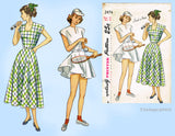 Simplicity 2474: 1940s Cute Misses Tennis Dress Size 32 B Vintage Sewing Pattern