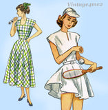 Simplicity 2474: 1940s Cute Misses Tennis Dress Size 32 B Vintage Sewing Pattern