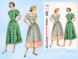 Simplicity 2481: 1940s Charming Misses Day Dress Sz 34 B Vintage Sewing Pattern