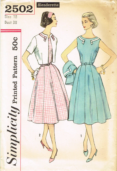 Simplicity 2502: 1950s Uncut Misses Dress & Bolero Sz 38B Vintage Sewing Pattern