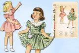 1940s Vintage Simplicity Sewing Pattern 2529 Toddler Girls Scalloped Dress Sz 6