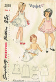 1940s Vintage Simplicity Sewing Pattern 2558 Toddler Girls Embroidered Slip Sz 3