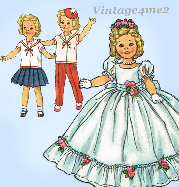 1950s Vintage Simplicity Sewing Pattern 2717 12 Inch Shirley Temple Doll Clothes