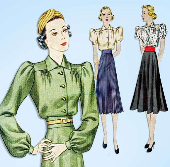 1930s Vintage Simplicity Sewing Pattern 2758 Misses Skirt and Blouse Sz 36 Bust - Vintage4me2