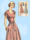 Simplicity 2838: 1940s Lovely Misses House Dress Sz 32 B Vintage Sewing Pattern