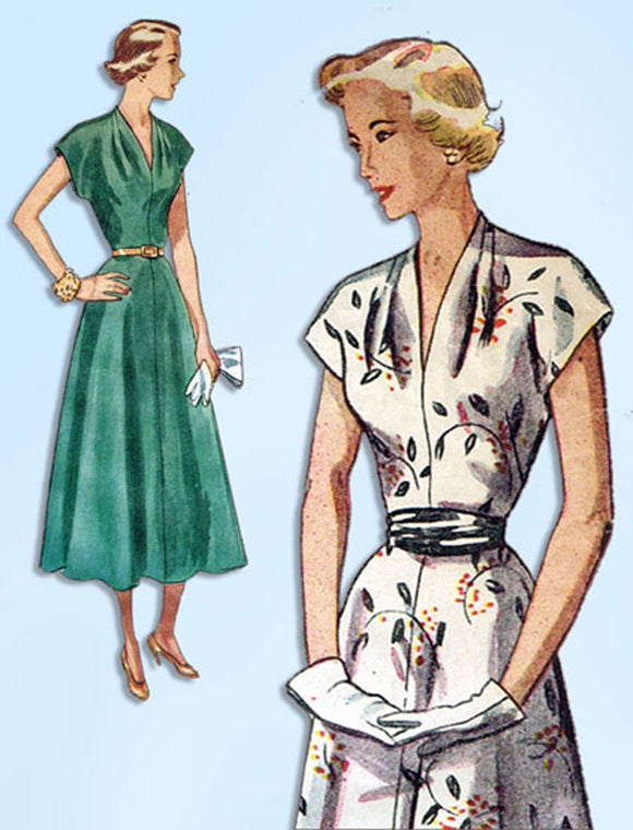 1940s Original Vintage Simplicity Sewing Pattern 2848 Women's Easy Dress 37 Bust -Vintage4me2