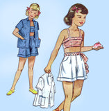 1940s Vintage Simplicity Sewing Pattern 2857 Girls Bra Top & Shorts Size 8
