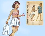 1940s Vintage Simplicity Sewing Pattern 2857 Girls Bra Top & Shorts Size 10