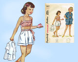 1940s Vintage Simplicity Sewing Pattern 2857 Girls Bra Top & Shorts Size 8