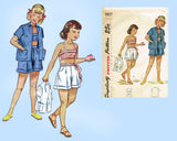 1940s Vintage Simplicity Sewing Pattern 2857 Girls Bra Top & Shorts Size 8
