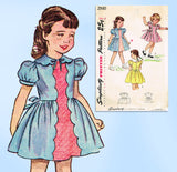 Simplicity 2930: 1940s Toddler Girls Scalloped Dress Sz 2 Vintage Sewing Pattern