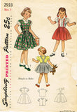 1940s Vintage Simplicity Sewing Pattern 2933 Baby Girls Skirt Blouse Jumper Sz1