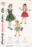 1940s Vintage Simplicity Sewing Pattern 2933 Toddler Girls Skirt Blouse Jumper Sz6