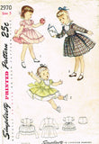 1940s Vintage Simplicity Sewing Pattern 2970 Toddler Girls Party Dress Size 5