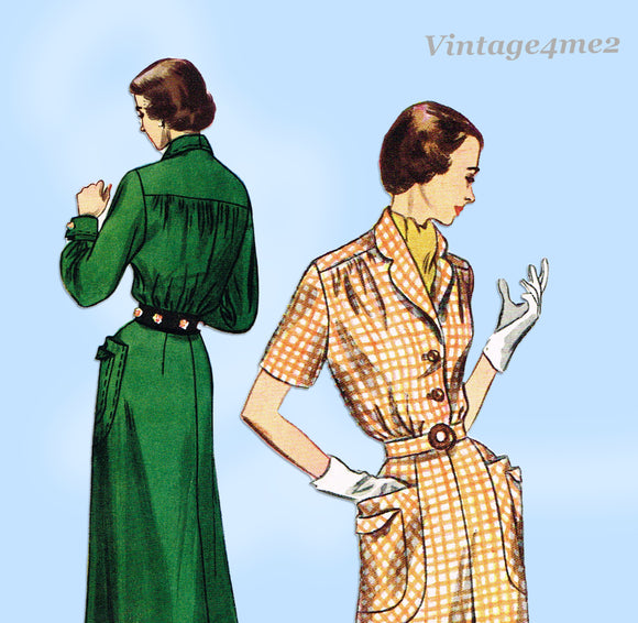 Simplicity 3097: 1940s Uncut Misses Shirtwaist Dress 38 B Vintage Sewing Pattern