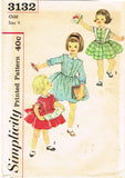 1950s Vintage Simplicity Sewing Pattern 3132 Sweet Toddler Girls Dress Size 4