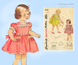 Simplicity 3148: 1940s Cute Toddler Girls Dress Size 3 Vintage Sewing Pattern