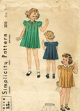 Simplicity 3210: 1930s Cute Baby Girls Pleated Dress Sz 1 Vintage Sewing Pattern