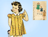 Simplicity 3210: 1930s Cute Baby Girls Pleated Dress Sz 1 Vintage Sewing Pattern
