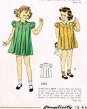 Simplicity 3210: 1930s Cute Baby Girls Pleated Dress Sz 1 Vintage Sewing Pattern