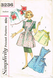 1960s Vintage Simplicity Sewing Pattern 3236 Misses Full or Cocktail Apron Sz MED