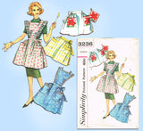 1960s Vintage Simplicity Sewing Pattern 3236 Misses Full or Cocktail Apron Sz MED