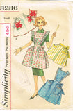 1960s Vintage Simplicity Sewing Pattern 3236 Misses Full or Cocktail Apron Sz SM