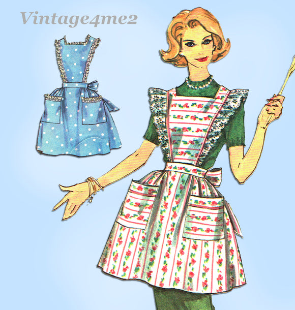 1960s Vintage Simplicity Sewing Pattern 3236 Misses Full or Cocktail Apron Sz MED