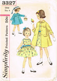 1960s Vintage Simplicity Sewing Pattern 3327 Toddler Girls Dress and Coat Size 4