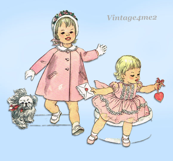 Simplicity 3335: 1960s Cute Baby Girls Dress & Coat Vintage Sewing Pattern