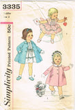 Simplicity 3335: 1960s Cute Baby Girls Dress & Coat Vintage Sewing Pattern Size 2