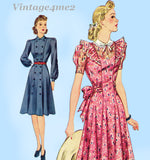 1940s Vintage Simplicity Sewing Pattern 3383 Uncut Misses WWII Dress Size 33 Bust