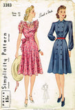 1940s Vintage Simplicity Sewing Pattern 3383 Uncut Misses WWII Dress Size 33 Bust