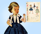Simplicity 3470: 1950s Toddler Girls Bolero Suit Size 3 Vintage Sewing Pattern