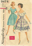 1960s Vintage Simplicity Sewing Pattern 3474 Misses Easy Party Dress Sz 32 B