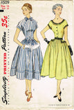 Simplicity 3509: 1950s Uncut Misses Raglan Dress Sz 32 B Vintage Sewing Pattern