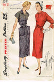 1950s Vintage Simplicity Sewing Pattern 3511 Easy Misses Dress w Embroidery 36B