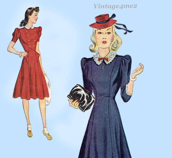 Simplicity 3514: 1940s WWII Street Dress Sz 32B Vintage Sewing Pattern ...