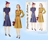 Simplicity 3517: 1940s Misses WWII Shirtwaist Dress 34 B Vintage Sewing Pattern