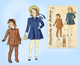 Simplicity 3535: 1930s Toddler Girls Coat and Hat Size 4 Vintage Sewing Pattern