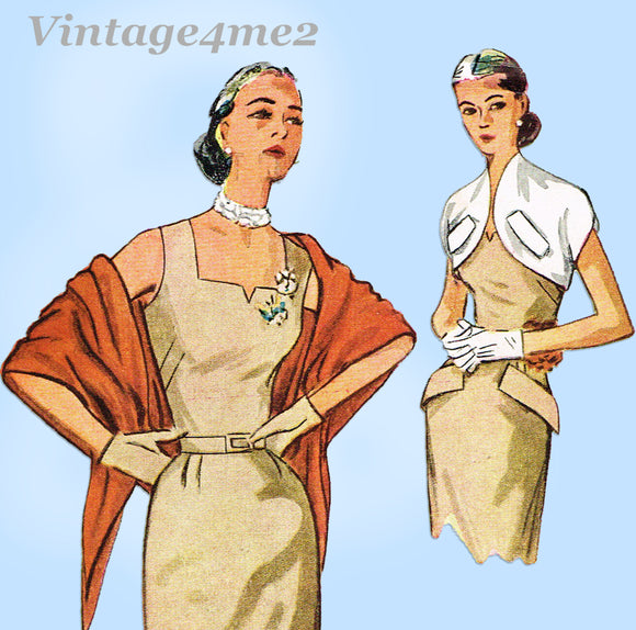 1950s Vintage Simplicity Sewing Pattern 3546 Misses Sun Dress & Stole Sz 34 B
