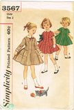 1960s Vintage Simplicity Sewing Pattern 3567 Toddler Girls Princess Dress - Size 2