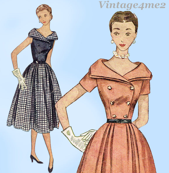 Simplicity 3581: 1950s Misses Double Breasted Dress 32 B Vintage Sewing Pattern