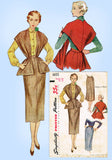 Simplicity 3655: 1950s Misses Skirt & Shawl Sz 24 Waist Vintage Sewing Pattern