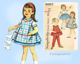 Simplicity 3697: 1960s Cute Baby Girls Play Clothes Sz 3 Vintage Sewing Pattern