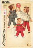 Simplicity 3725: 1960s Cute Baby Girls Play Clothes Vintage Sewing Pattern Size 1