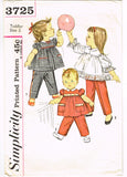 Simplicity 3725: 1960s Cute Baby Girls Play Clothes Vintage Sewing Pattern Size 2