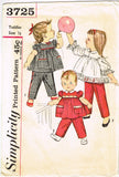Simplicity 3725: 1960s Cute Baby Girls Play Clothes Vintage Sewing Pattern Size 6 Months